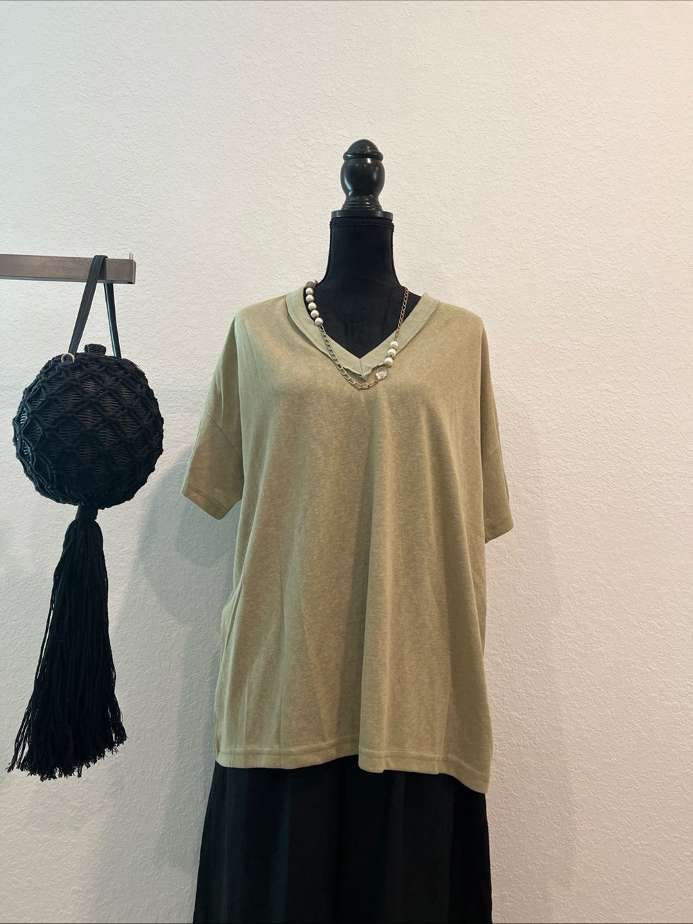 POL Women's V-Neck Short Sleeve Tee in Olive